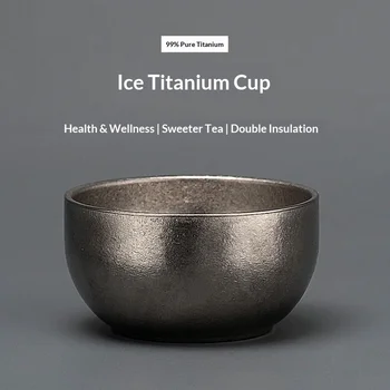 Gianxi Reines Titan Kleine Teeschale Eiskristall-Meisterbecher Tee-Set Outdoor-Camping Persönlicher