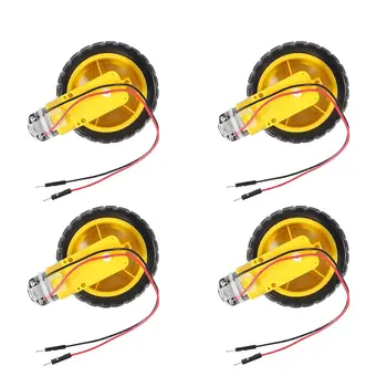 TT-Motor DC 3-6 V Getriebemotor Doppelwelle 200 U/min Verhältnis 1:48 Motor mit Reifenrad-Kit (4 Stück)