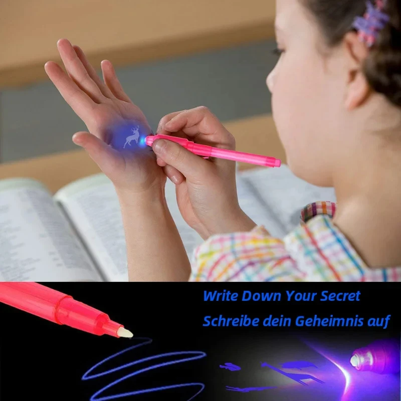1/4 Stück unsichtbarer Tintenstift, Spionagestift mit – Bild 3
