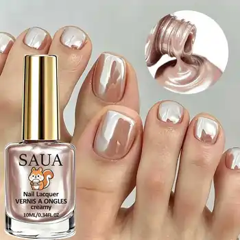 10 ml Champagnerfarbener Nagellack, schnell trocknend, keine UV-Lampe erforderlich, Perlcreme-Textur