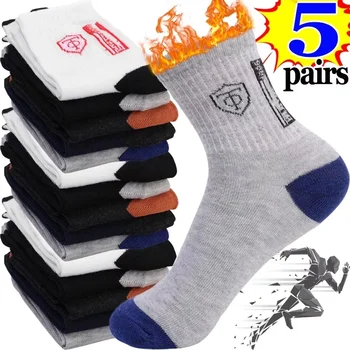 5Pairs Atmungsaktive Baumwolle Sport Strümpfe Männer Bambus Faser Herbst und Winter Männer Socken Schweiß