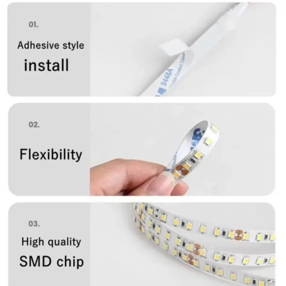 120 LEDs/m DC12V 24V Home Lampenstreifen 2835 LED-Streifen – Bild 3