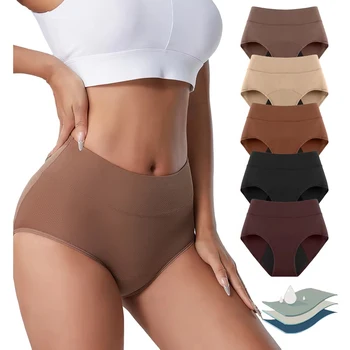 3-lagige, auslaufsichere, atmungsaktive Damen-Menstruationshöschen mit hoher Taille, Inkontinenzunterwäsche