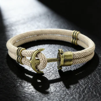 Vintage Anker Haken Armband Männer Dual Layer Grade A Strapazierfähige Nylon String Nautische Armband Coole