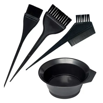 Haarfärbeset für Zuhause und Salon: Färbeschale, Färbepinsel, Kamm und Applikator für Haartönung (4 Stück)