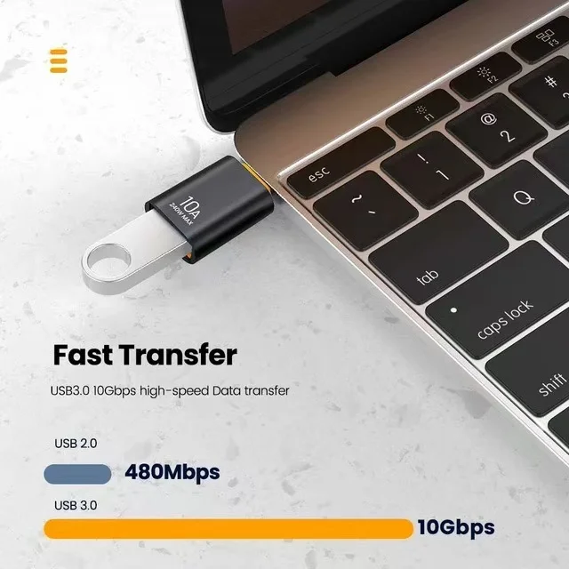 USB-A auf USB-C OTG-Adapter, USB 3.0, 10 A – Bild 5