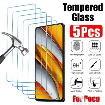 HD Panzerglas für Poco X6 X7 Pro F7 F6 M7 X5 Pro X3 NFC F3 Displayschutzfolie für Poco X3 M6 M5 M5S C65 C75 M6