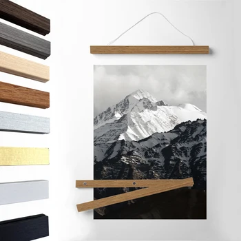40x50 50x70 60x90 Gold Silber Magnetischer Poster-Aufhänger Golden Black Walnut Holz Malerei Fotorahmen