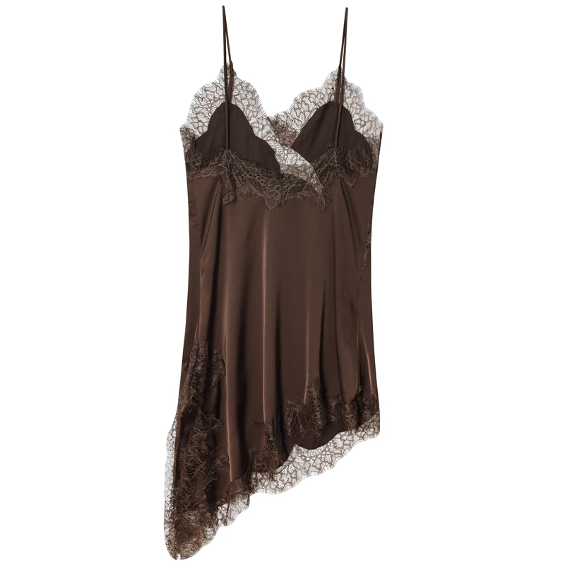 HXAO Damenkleider, Spitze, asymmetrisches Slip-Kleid, Sommer – Bild 3
