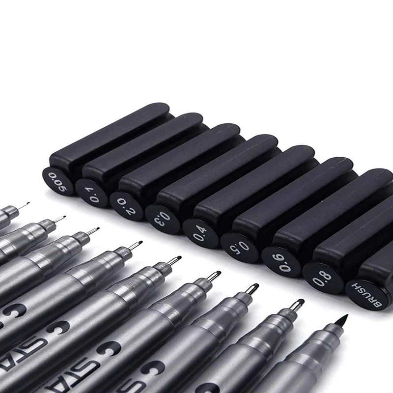 9-teilige schwarze Micro-Fineliner-Stifte mit mikrofeiner – Bild 3