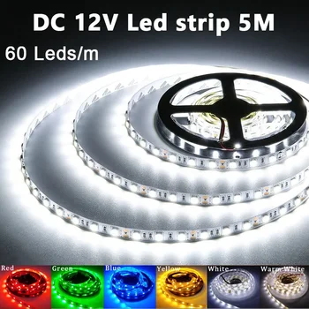 LED-Streifen Licht 5m 120leds smd2835 12v weiß warmrot grün blau rgb luces LED Licht wasserdicht flexible