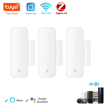 Tuya WiFi Zigbee Türsensor Kontaktsensor Offen Geschlossen Detektor Smart Home Alarm Sicherheitsschutz