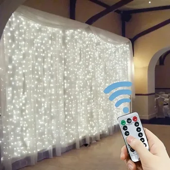 3/4/6m Vorhang 100/600LEDString Lichter Girlande USB Girlande Fernbedienung Fee Girlande Lichter Weihnachten