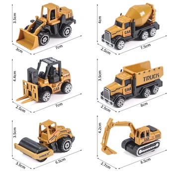 Legierung Kran Lkw Parkplatz Spielzeug Engineering Fahrzeug Traktor Bagger Bau Set für Jungen (6 Stück)