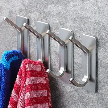 Handtuchhaken, selbstklebende Badezimmerhaken, 304 Edelstahl, Bademantelhaken, Aufbewahrungsbügel (4 Stück)