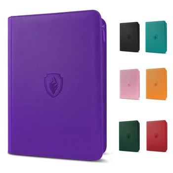 9-Taschen-Reißverschluss-Kartenordner, 360-Sammelkarten-Buch, Premium-PU-Einband-Reißverschluss-Ordner
