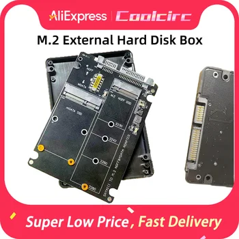 Coolcirc M.2 Konverter für Solid-State-SSD zu SATA3 Externe Festplattenbox NGFF mSATA zu Serieller Anschluss