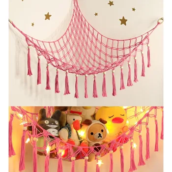 Spielzeug Hängematten Wand Ecke Hängende Lagerung Net Organizer Woven Kinder Gefüllte Mesh Hängematte Baby