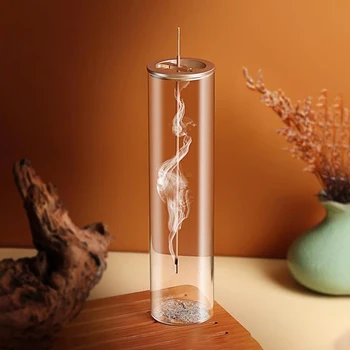 Moderner Glas-Räuchergefäß, fliegender Anti-Asch-Räucherstäbchenhalter mit abnehmbarem Aschefänger aus Glas