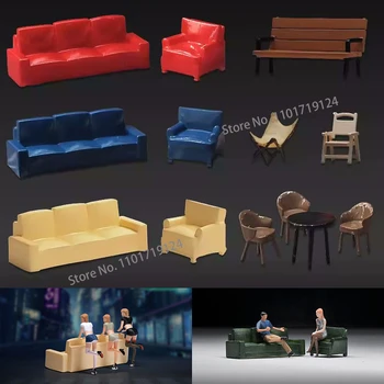 Diorama Sofa Mädchen Figur Wohnzimmer Möbel Stuhl Tisch Szene Modell Display Miniatur Shooting Figur Ornamente