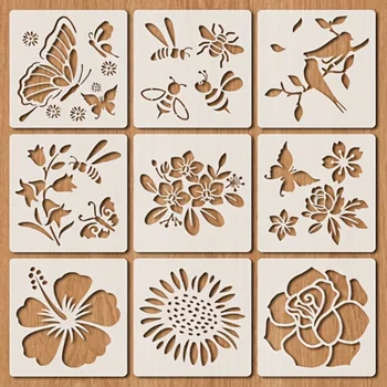 Bview Art Schmetterlingsschablonen zum Malen, 9er-Pack wiederverwendbare DIY-Vorlagen für Wandkunst