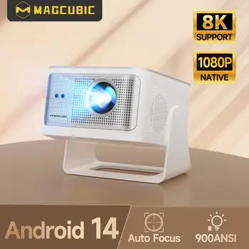 Magcubic Autofokus Android14 900ANSI 4K Projektor 8K Native 1080P HY350Max mit Wifi6 BT5.4 16G Allwinner H726