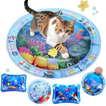Katze Spielen Wasser Matte Sensorische Wasser Spielen Matte Für Katze Pvc Ozean Fisch Krabbeln Induktion Katze