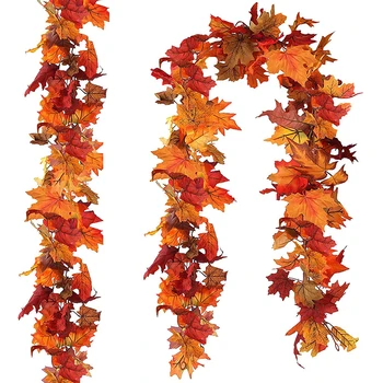 Herbstkränze, 100 cm, hängende Seidenkränze, künstliche Herbstblattkränze, Thanksgiving-Weihnachtsdekoration