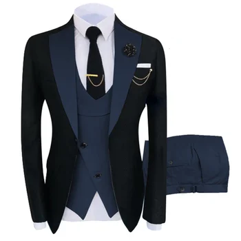 Kostüm Homme Beliebte Kleidung Luxus Party Bühne Herrenanzug Trauzeugen Regular Fit Smoking 3-teiliges Set