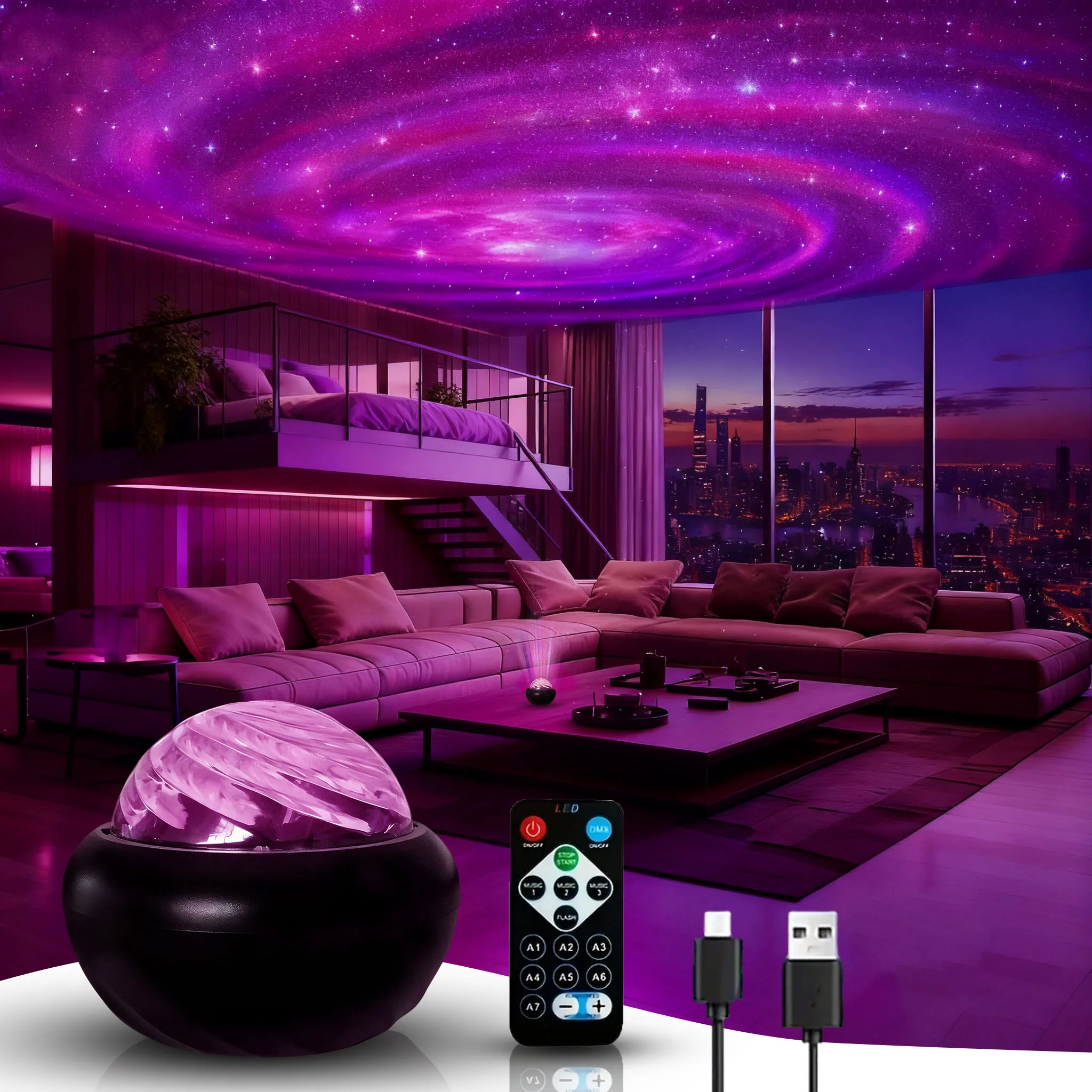 Galaxie-Sternenhimmel-LED-Projektor USB-Nachtlicht