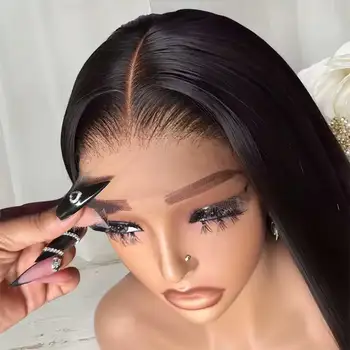 30-40 Zoll Glatte Echthaar-Perücken 13x6 HD Lace Frontal Perücken Brasilianische Knochenglatte Lace Frontal
