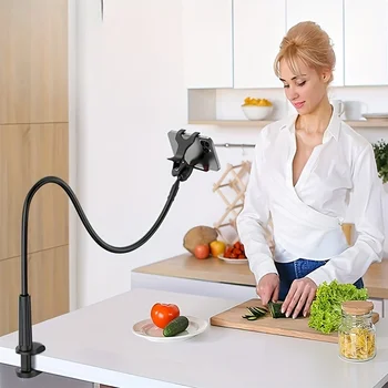 Telefonhalter für den Nachttisch, ideal für alle, die es bequem mögen: mit flexiblem, langem Arm, drehbarem
