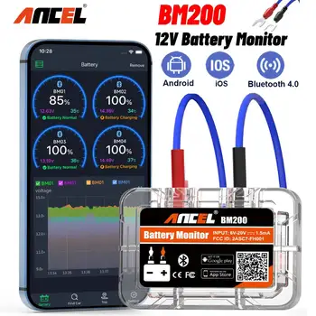 12V Batterietester Kabellos Bluetooth Auto-Batterie-Überwachungs-App Ancel BM200 Batterie-Monitor-Tools