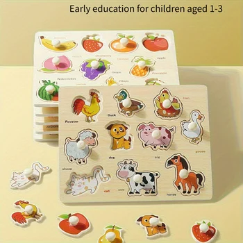 Montessori Früherziehung Geometrie Anfänger Puzzle Board, handgehaltene Puzzle Entwicklung mit festem Board