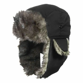 Warme Soldatenmütze für Herren, Winterpilot, Patrouillenmann, Ohrenschützer, Polyesterfaser, warme russische