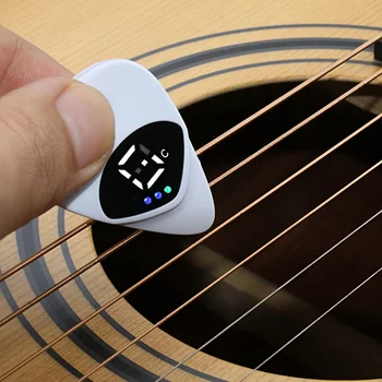 2-in-1-Gitarrenplektrum und Stimmgerät - tragbarer Mehrzweck-Pitch-Kalibrator für Folk-Gitarren und Ukulelen