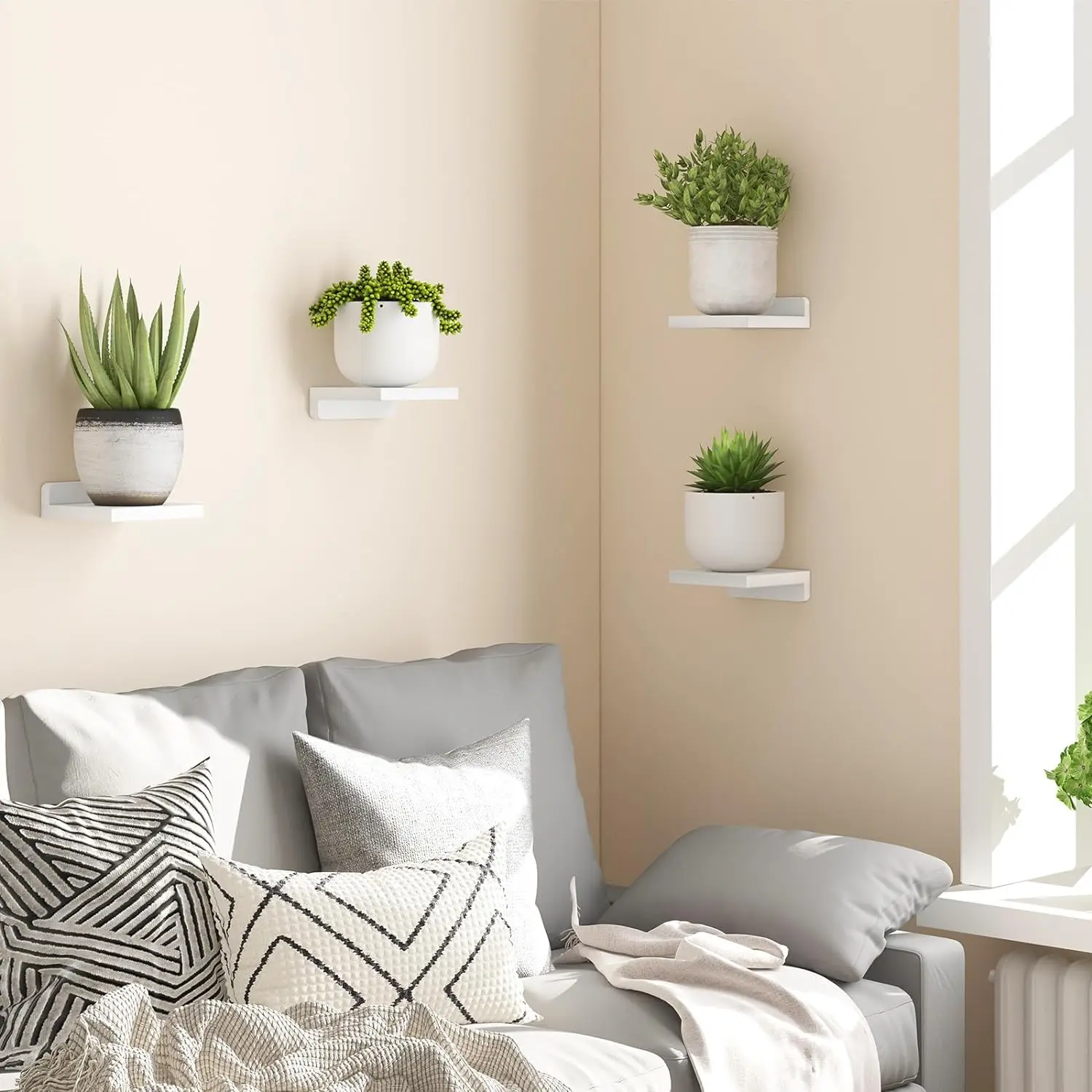 4er-Pack kleine schwebende Regale für die Wand, Holzregal – Bild 3