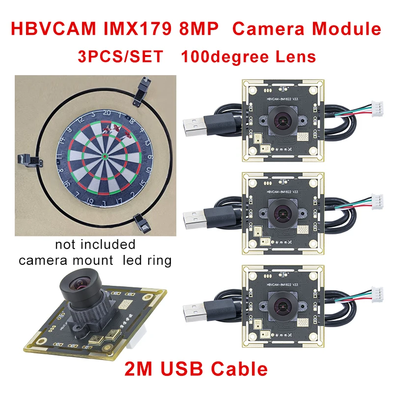 HBVCAM IMX179 100-Grad-8MP-30fps-Kameramodul mit 2 m Kabel