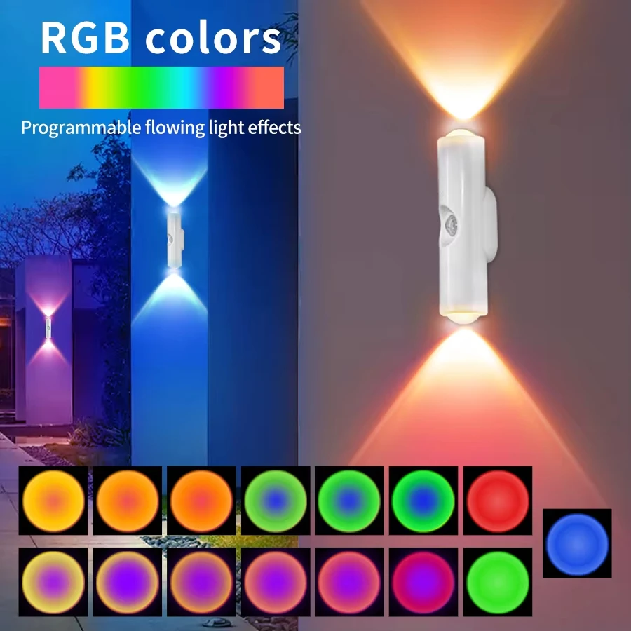 Doppelkopf-LED-Nachtlicht mit Bewegungssensor, RGB – Bild 3