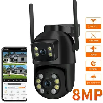 8MP 4K PTZ Wifi Kamera mit Dual Objektiv Dual Bildschirme AI Menschliche Erkennung Drahtlose Outdoor CCTV