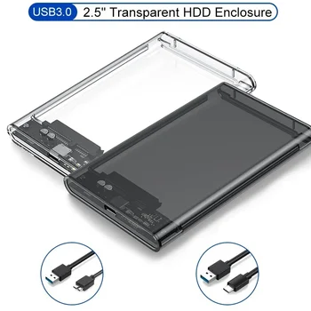 USB3.0 Externes Festplattengehäuse 5 6 Gbit/s 2,5 Zoll Transparentes Festplattengehäuse SATA HDD SSD