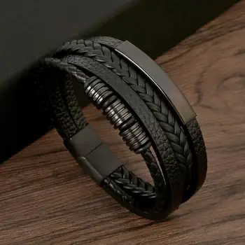 Klassische männer Leder Armband Neue Stil Hand-gewebt Multi-schicht Kombination Zubehör Mode Mann Schmuck