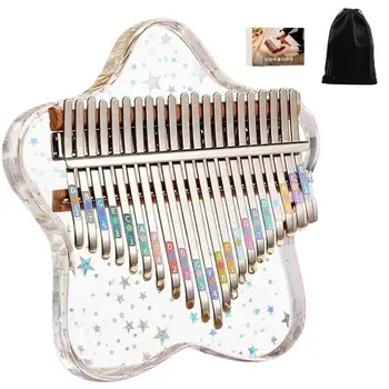 Kalimba Mbira 21-Tasten-Daumenklavier mit Stimmhammer und Tasche, Harzmaterial, UV-Kristall, Musikinstrument