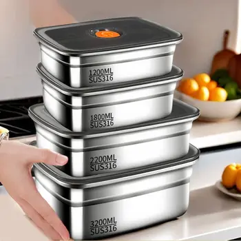 Camping-Lunchbox aus Edelstahl, versiegelter Kühlschrank mit Gefrierfach, Aufbewahrungsbox, auslaufsichere