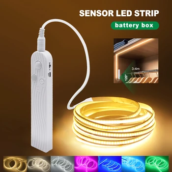 8MM COB LED-Streifen 5V mit Bewegungssensor Batteriebetrieben 320LEDs/M LED-Induktionsnachtlicht Warmweiß Rot