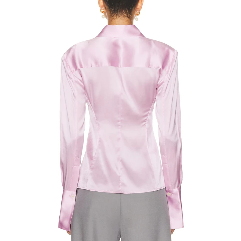 Combhasaki Damen-Hemd, elegant, Vintage-Satin-Seide – Bild 6