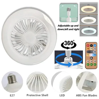 Moderne Deckenventilatorlampe mit 30 W für den Innenbereich, 360° ° Rotierend mit Fernbedienung E27 Wohnzimmer