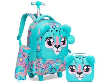 Reise-Trolley-Tasche für Mädchen, Rollkoffer für Grundschülerinnen, Schul-Trolley-Taschen-Set, Lunch-Tasche