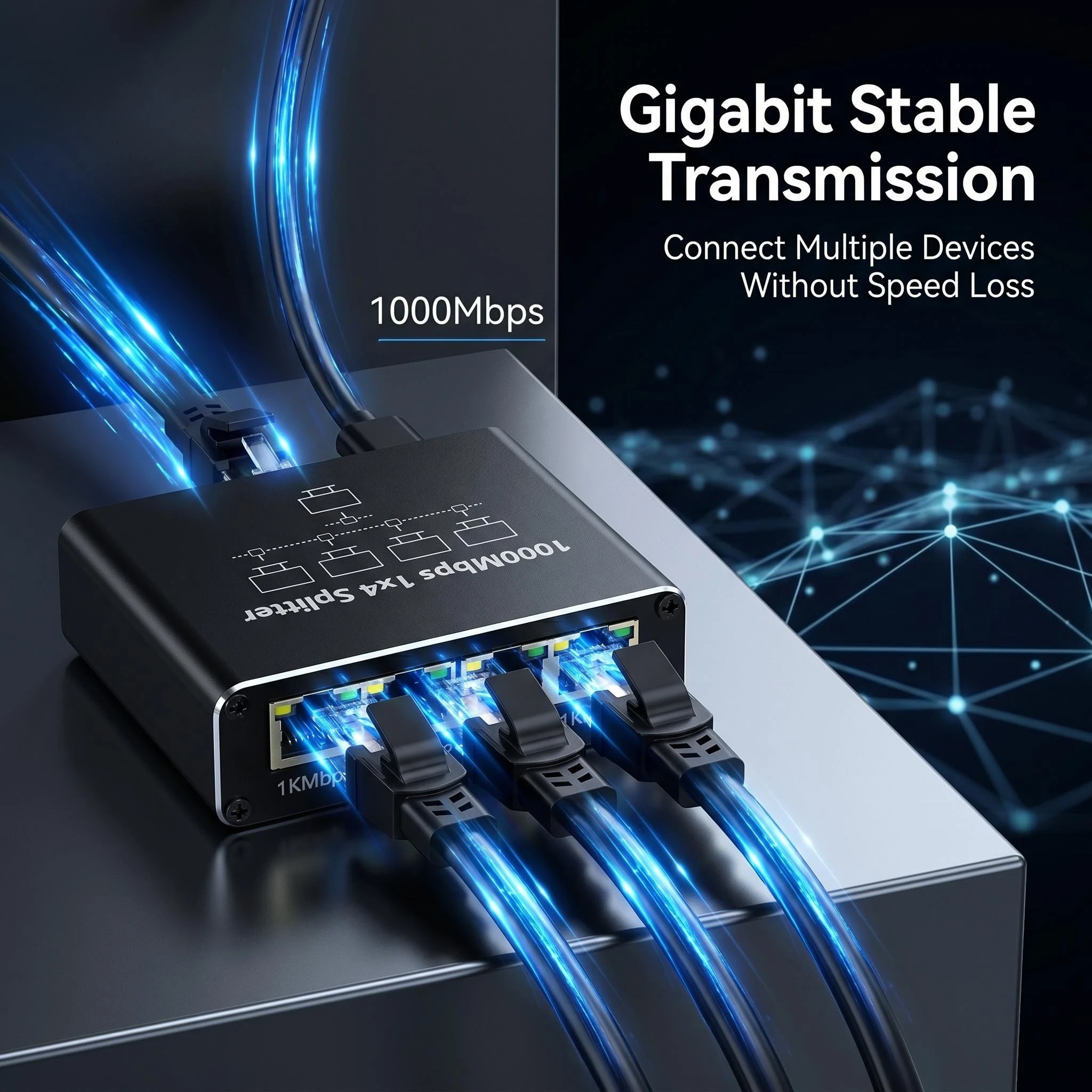Gigabit-Ethernet-Switch, Ethernet-Splitter, 1 bis 2/3/4, 1000 – Bild 5