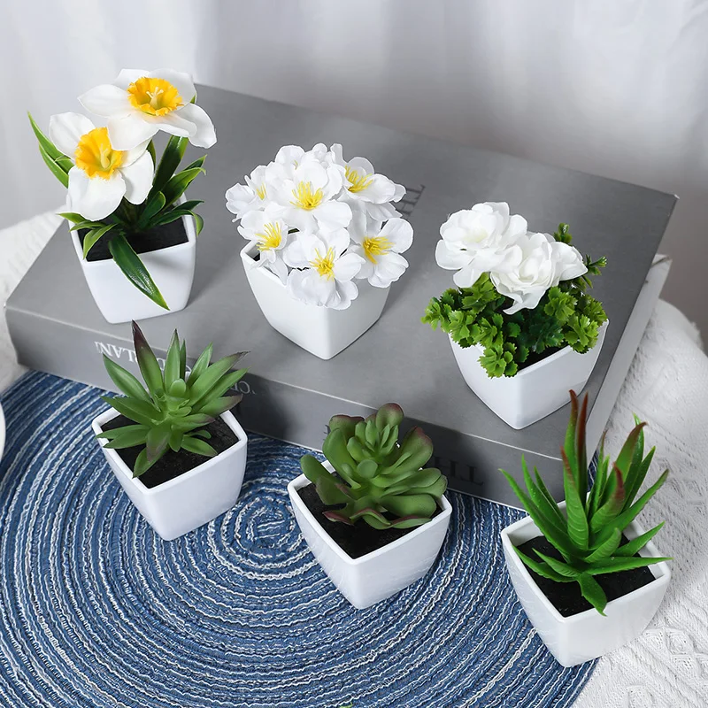 6 Stück, künstliche Pflanzen, kleine Bonsai – Bild 2